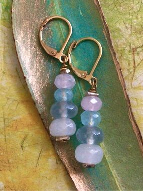 Aquamarine Rose Quartz Moonstone Sundance Charm Earrings